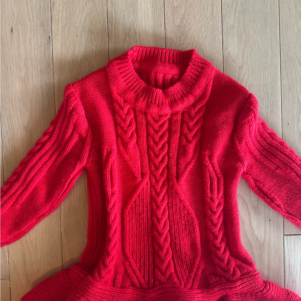 Red Knit Dress with Ruffled Skirt size 5 - Picture 3 of 7